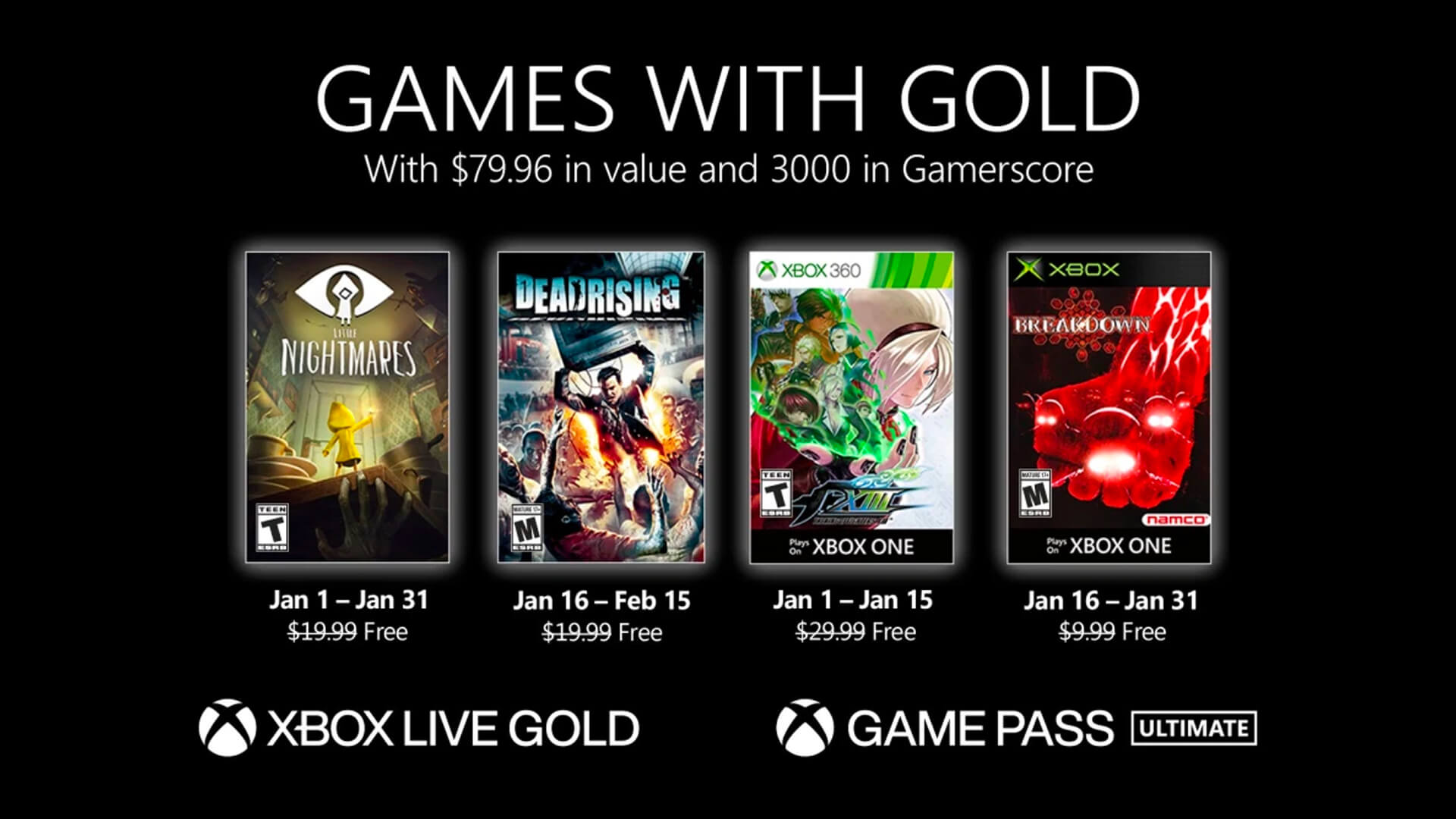 Xbox Free Games with Gold for January 2021